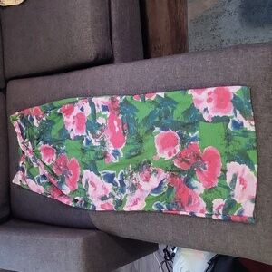 SHEIN BAE 2 PIECE TOP & SKIRT PINK/GREEN FLOWER PRINT SZ SMALL / 4 NWT